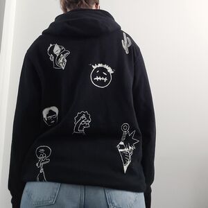 Twik Black Hand Embroidered Hoodie